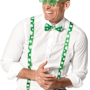 Set St. Patrick, bretellen, bril en strik